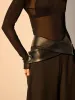Criss Cross Faux Leather Panel Pants sold by COMMENSE