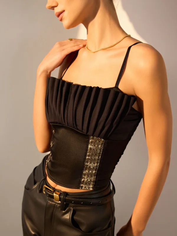 Pleated Crop Cami Top sold by COMMENSE