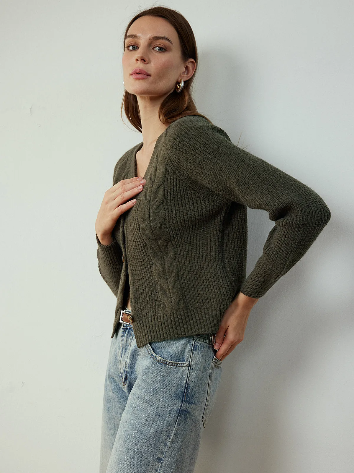 Retro Button Twist Cardigan sold by COMMENSE product image thumbnail 5