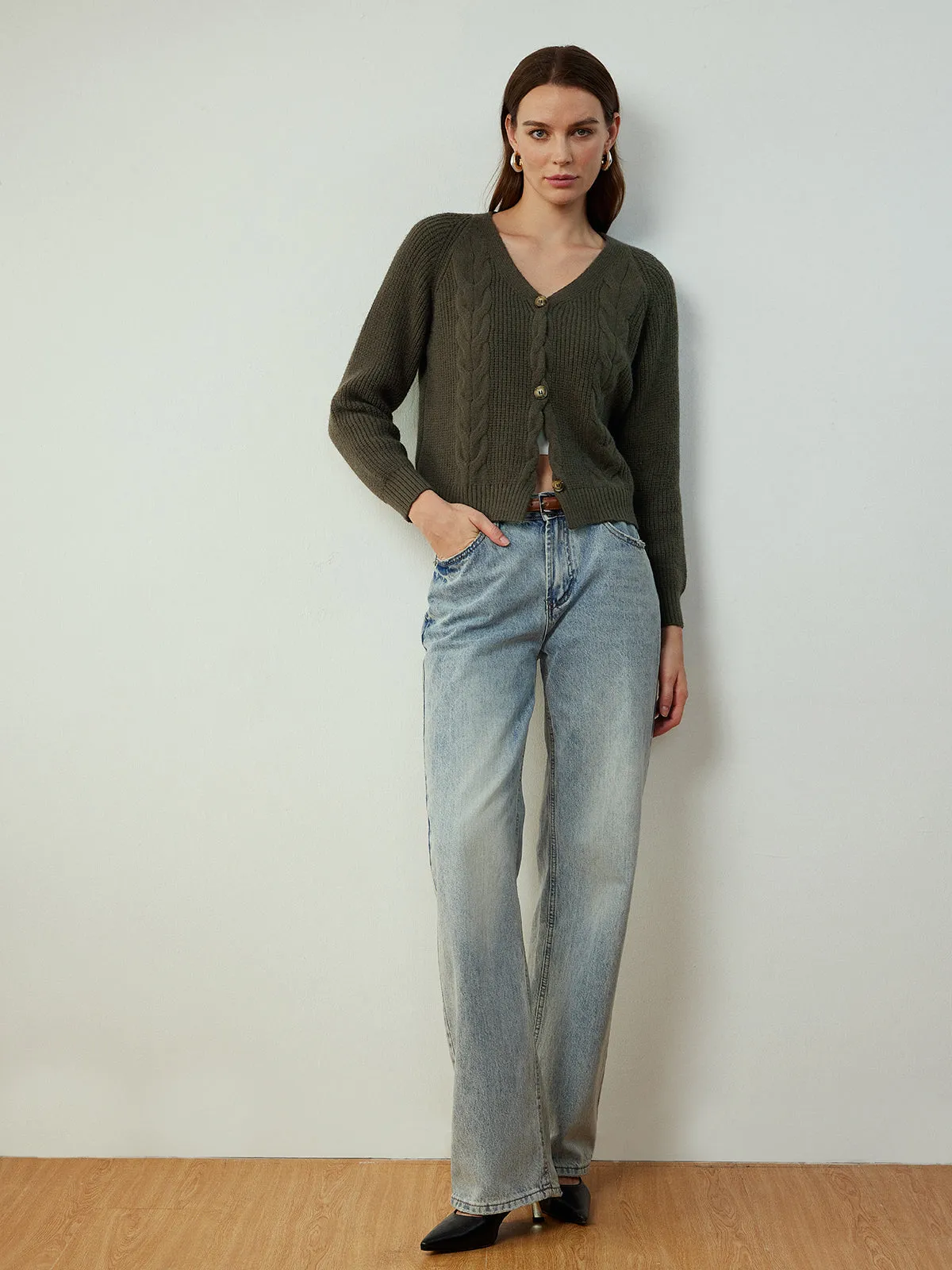 Retro Button Twist Cardigan sold by COMMENSE