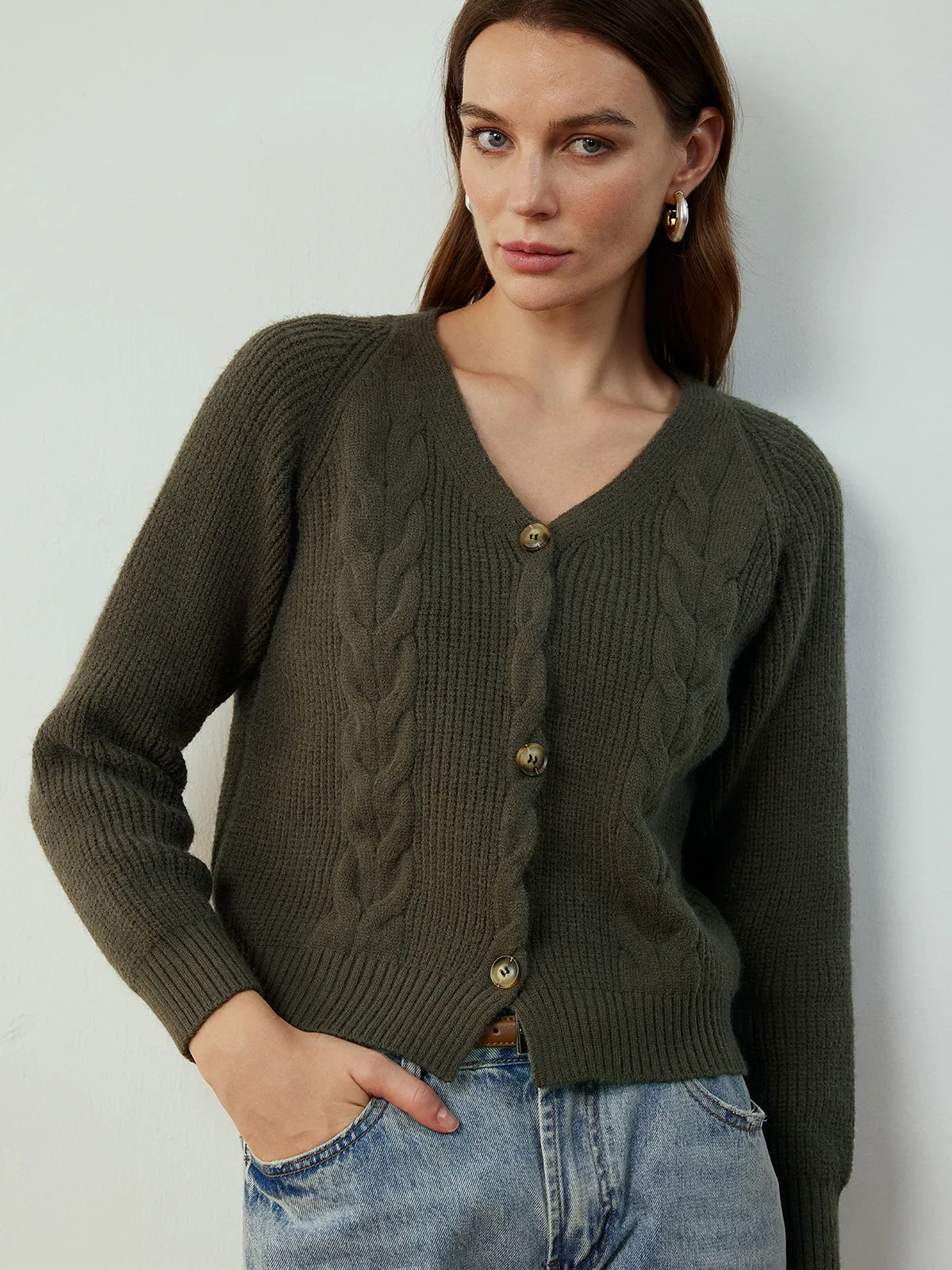 Retro Button Twist Cardigan sold by COMMENSE product image thumbnail 3