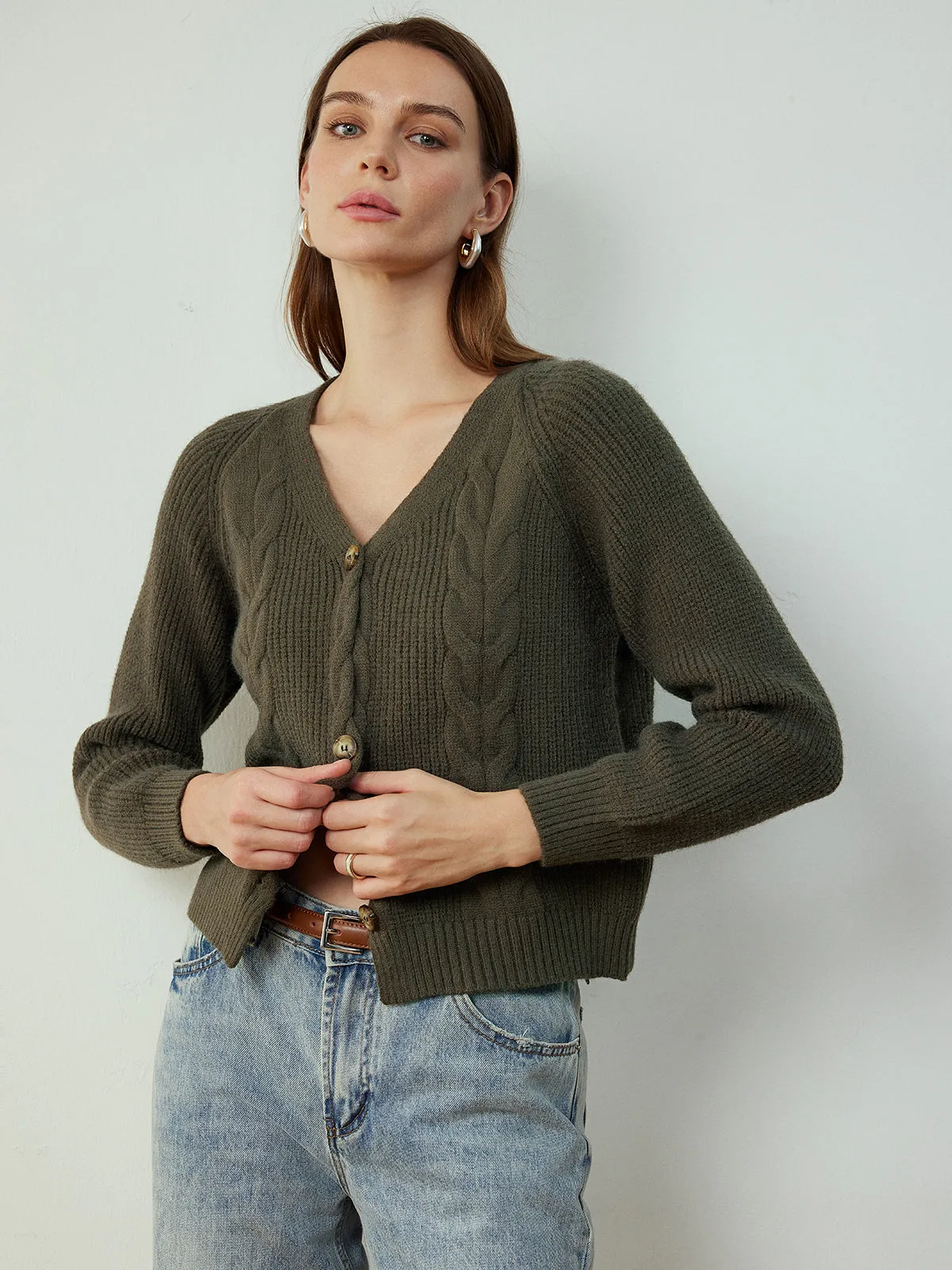 Retro Button Twist Cardigan sold by COMMENSE product image thumbnail 4