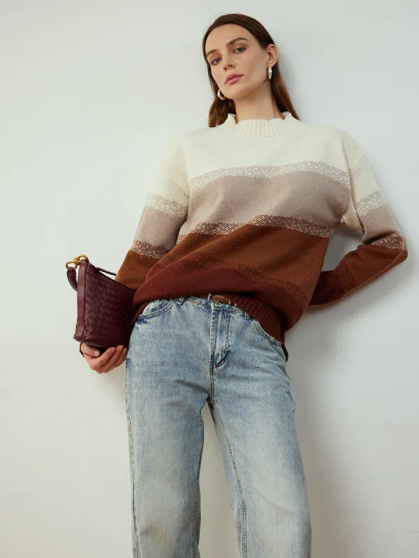 Color Block Shift Pullover Sweater sold by COMMENSE