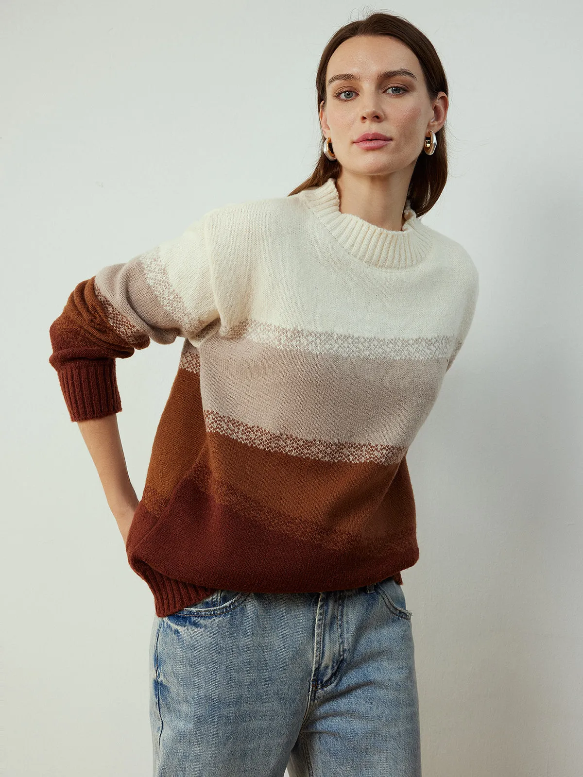 Color Block Shift Pullover Sweater sold by COMMENSE product image thumbnail 3