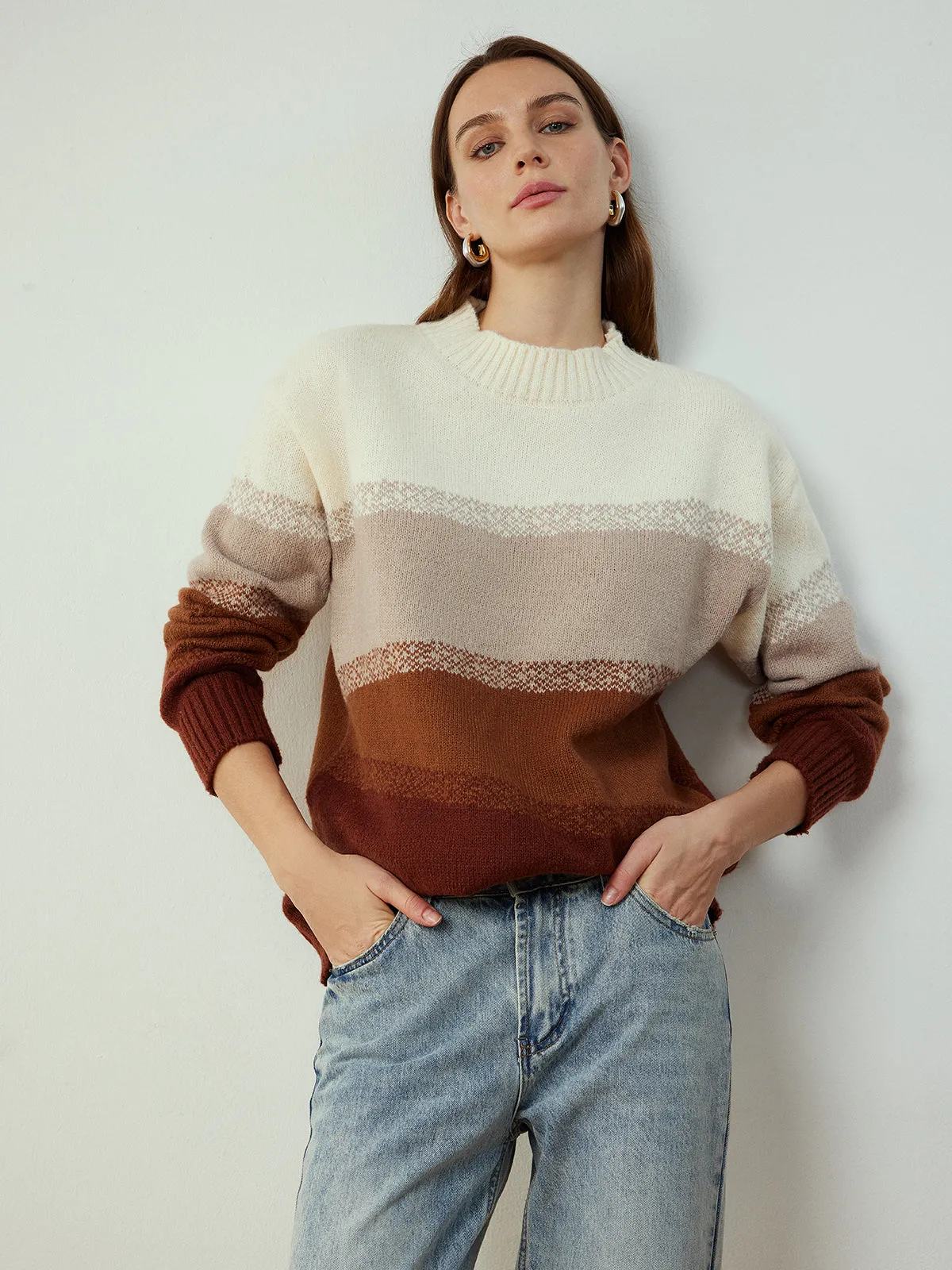Color Block Shift Pullover Sweater sold by COMMENSE product image thumbnail 2