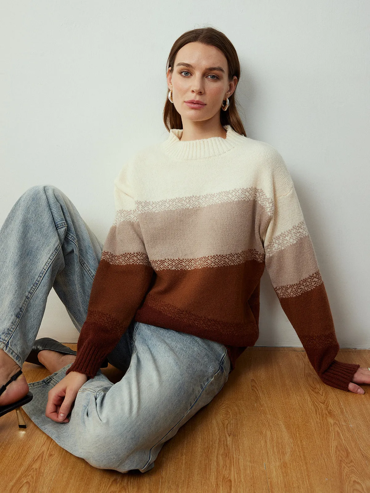 Color Block Shift Pullover Sweater sold by COMMENSE product image thumbnail 5