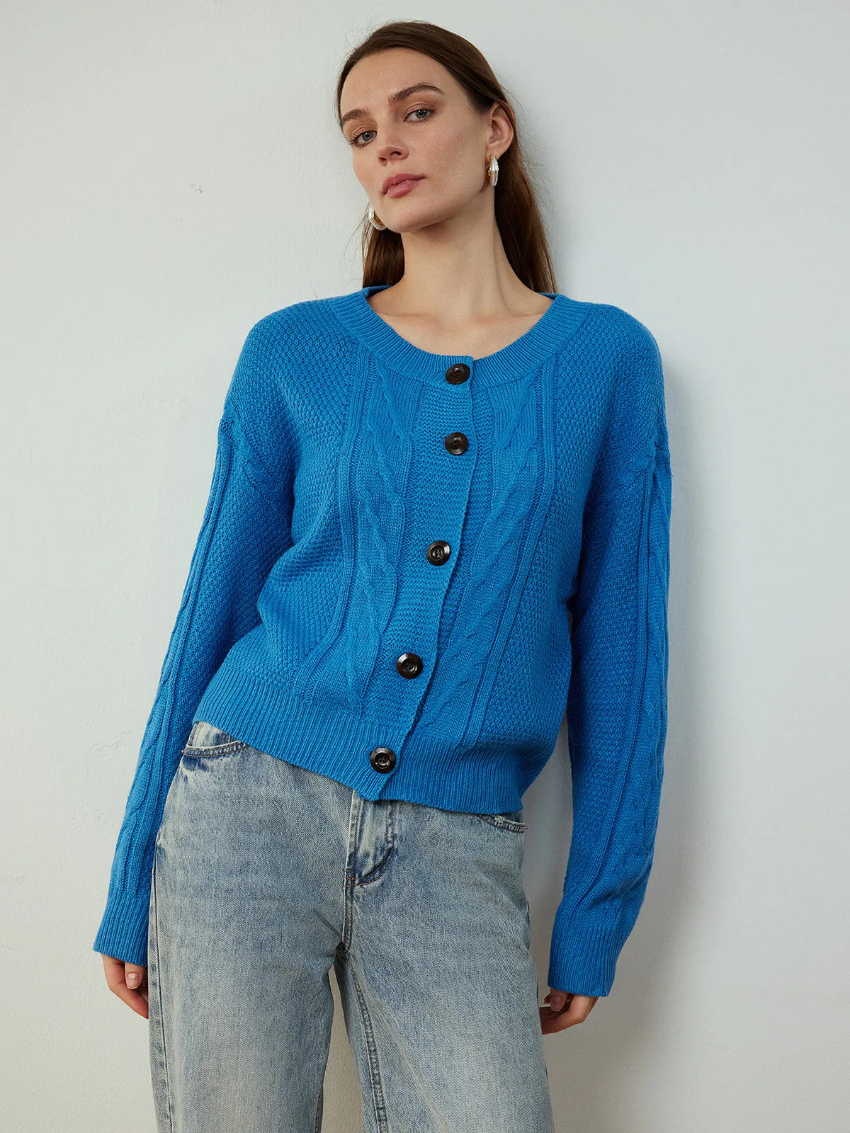 Button Down Twist Thin Cardigan sold by COMMENSE