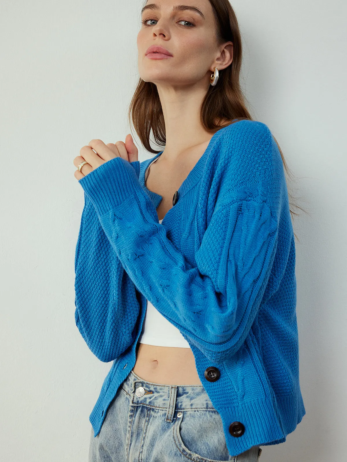 Button Down Twist Thin Cardigan sold by COMMENSE product image thumbnail 2