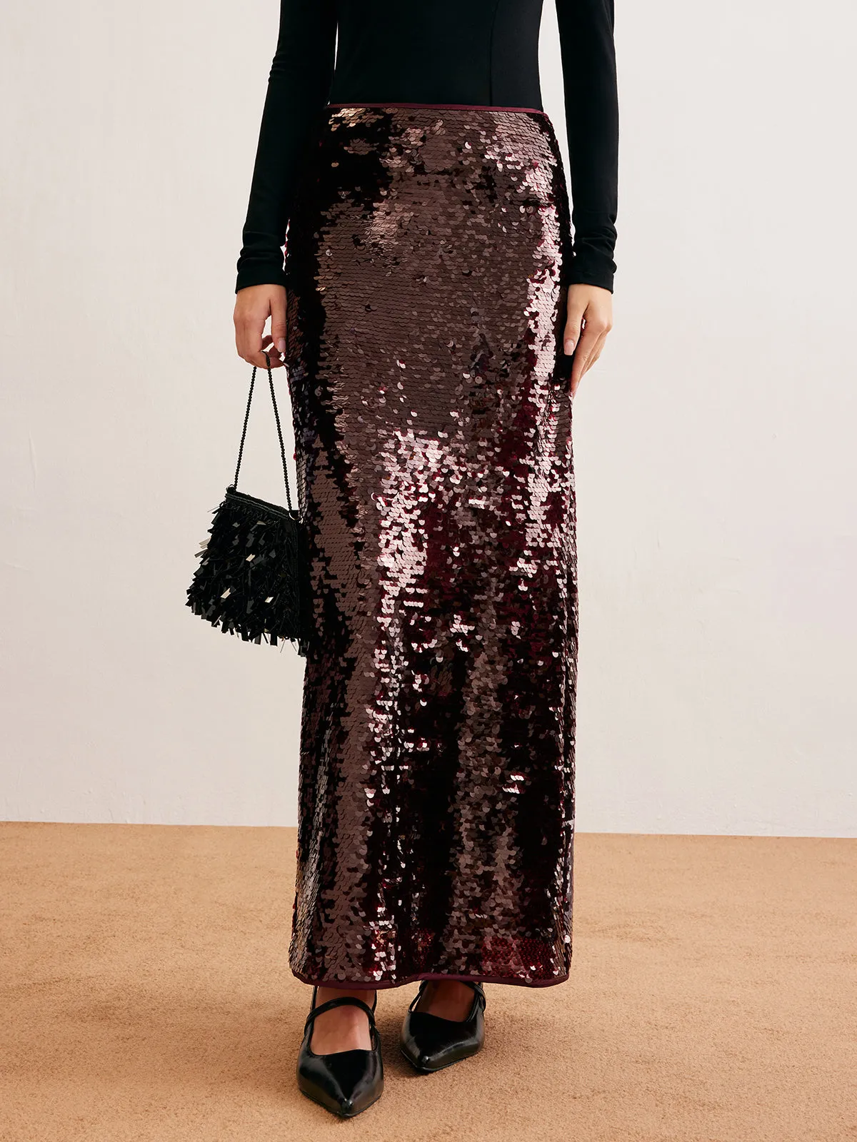 Romance Sequins Maxi Skirt sold by COMMENSE