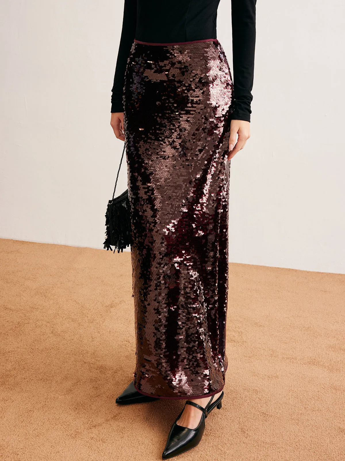 Romance Sequins Maxi Skirt sold by COMMENSE product image thumbnail 2