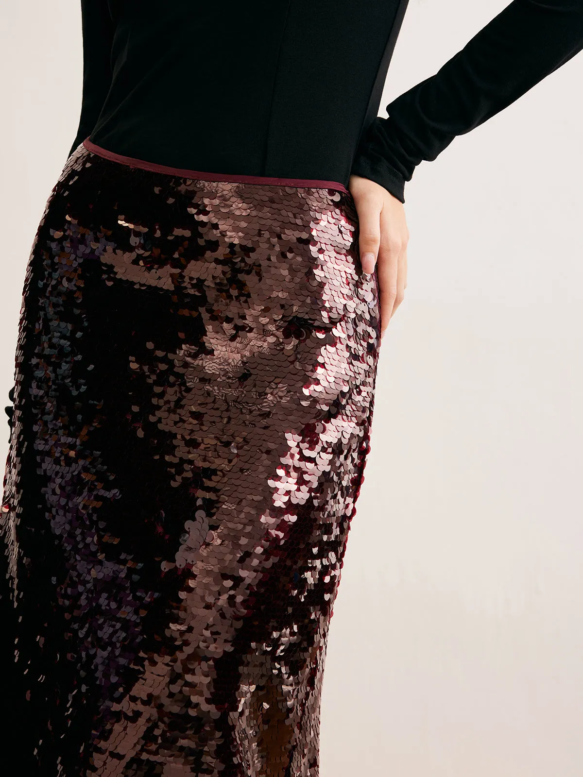 Romance Sequins Maxi Skirt sold by COMMENSE product image thumbnail 5