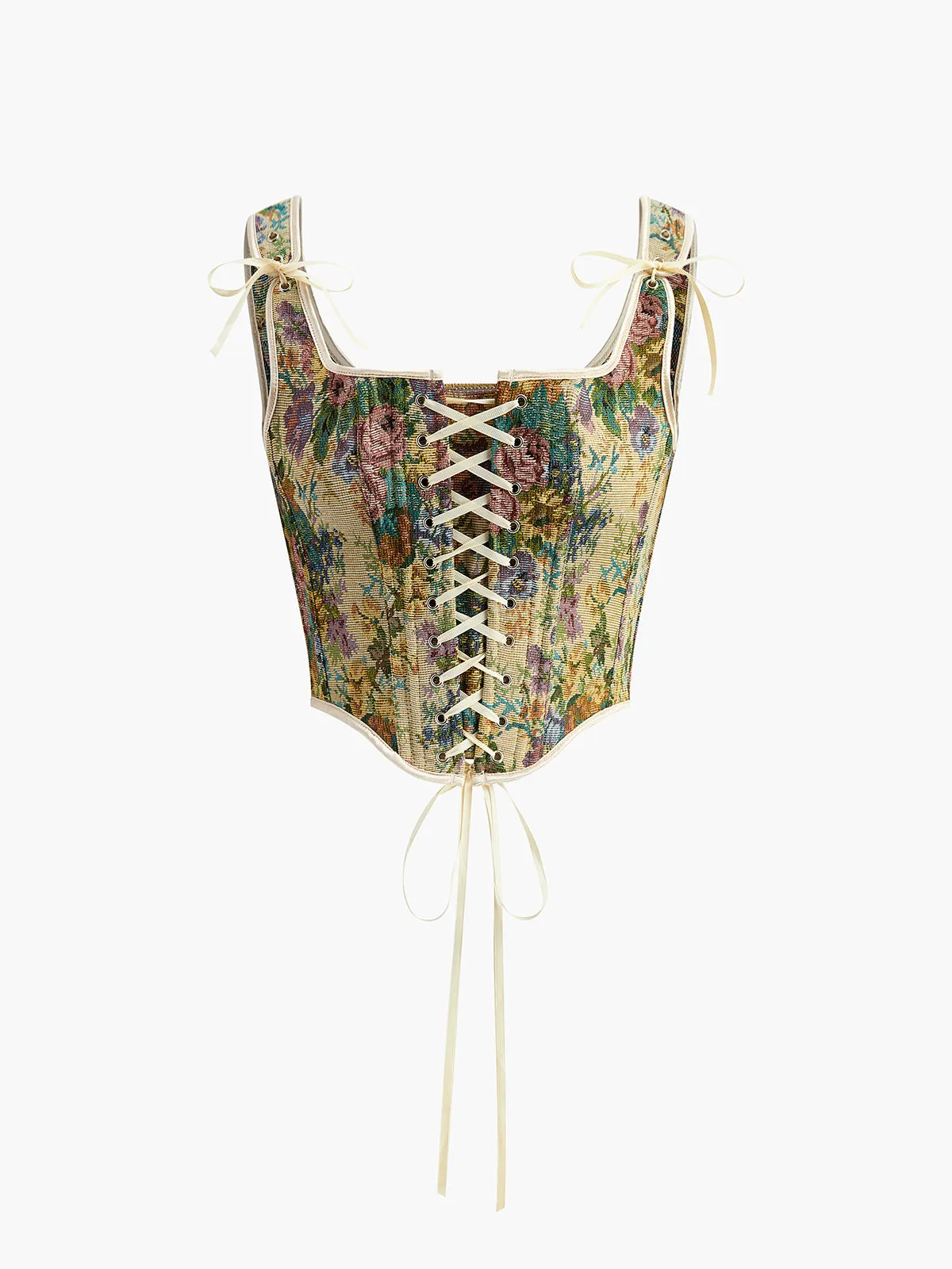 Floral Jacquard Drawstring Blouse sold by COMMENSE