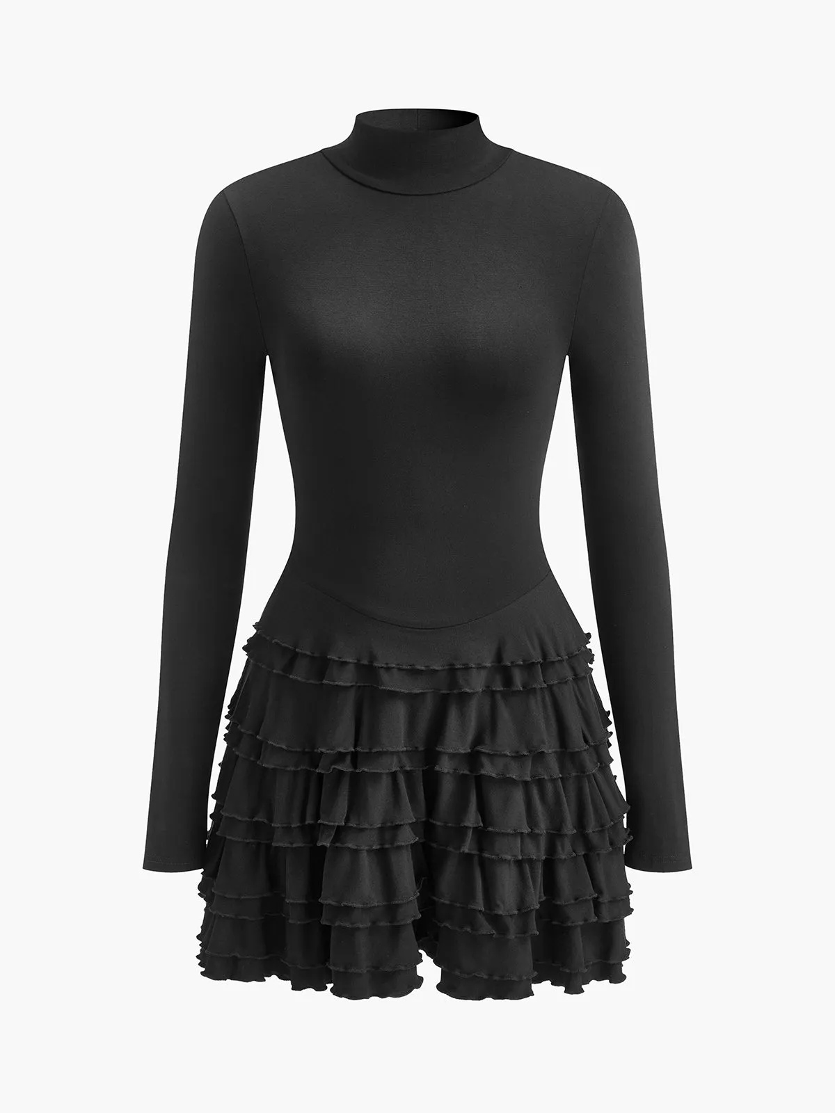 Plain Ruffle Slim Knit Dress sold by COMMENSE