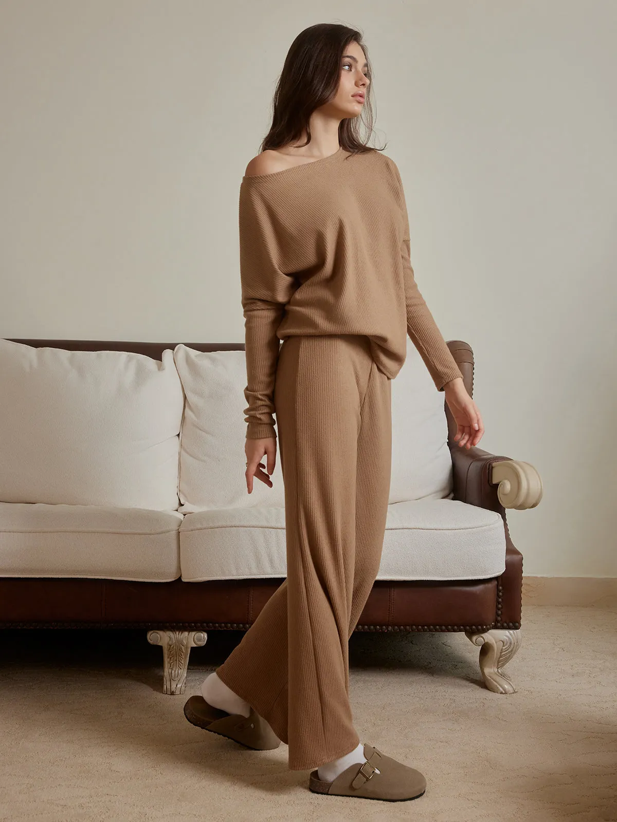 Ribbed Drawstring Shift Pants Set sold by COMMENSE product image thumbnail 2