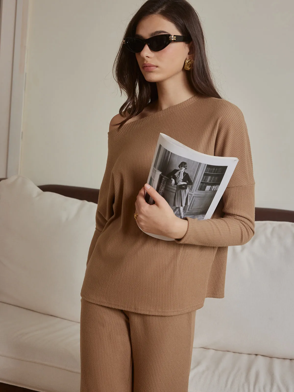 Ribbed Drawstring Shift Pants Set sold by COMMENSE product image thumbnail 4