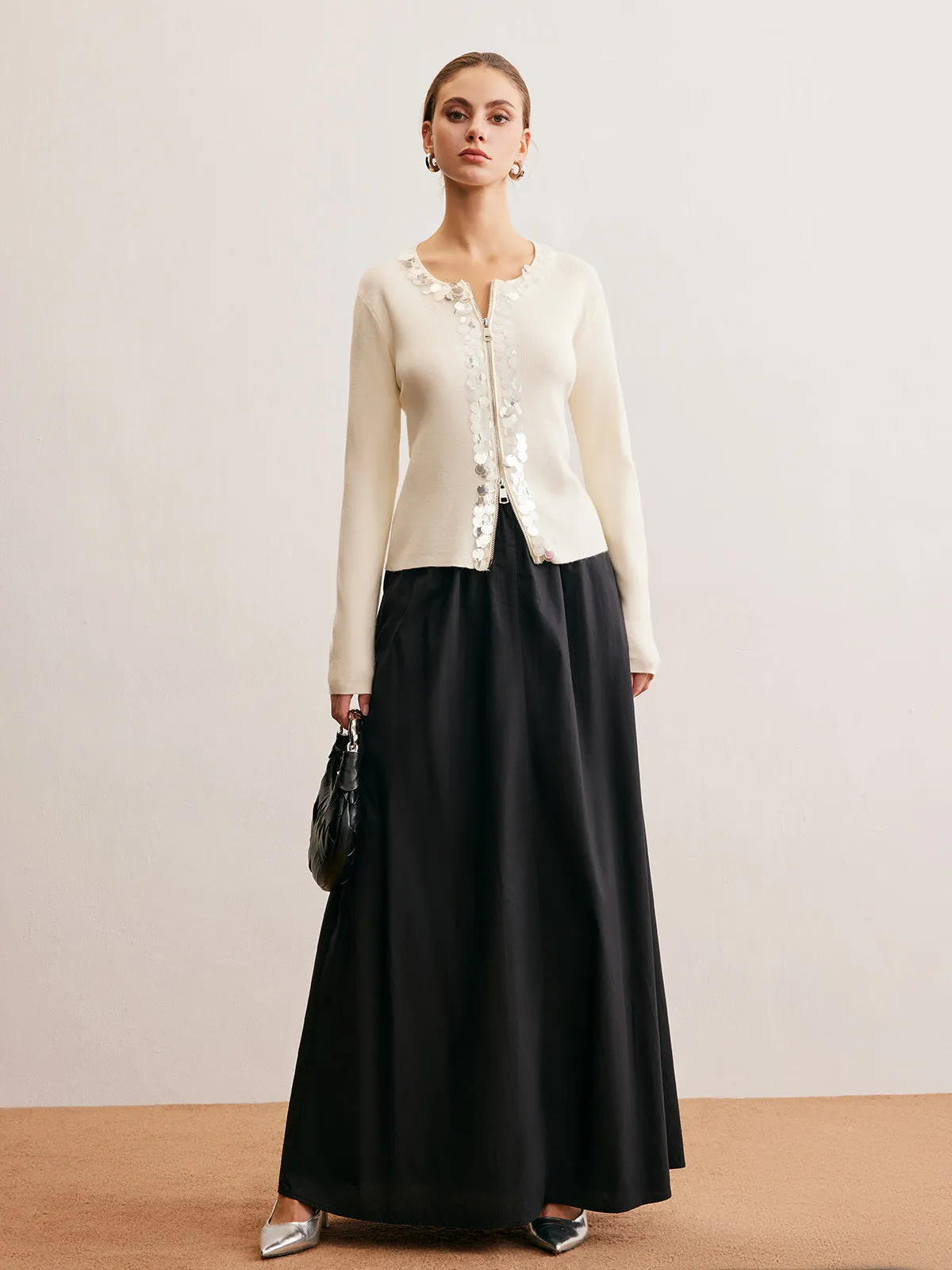 Two-Way Zip Sequins Cardigan sold by COMMENSE product image thumbnail 3