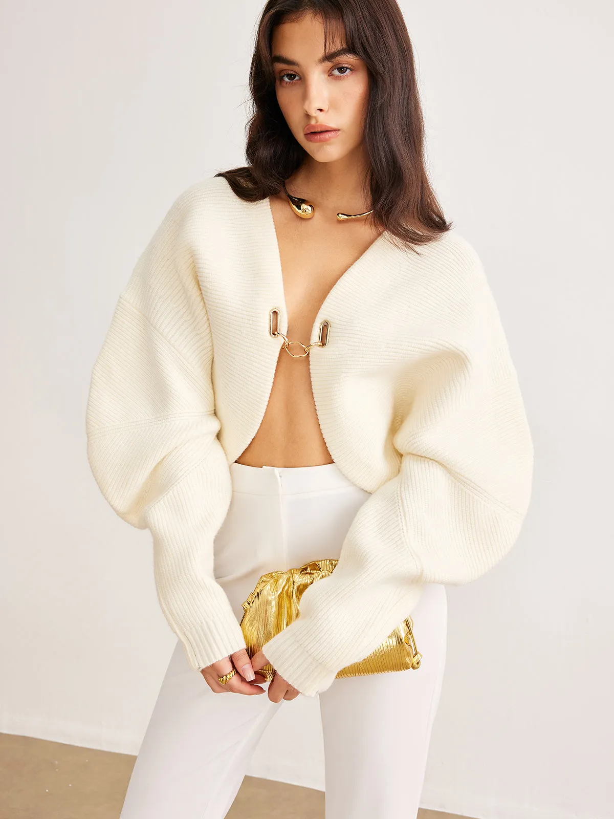 Leg-Of-Mutton Sleeve Metal Cardigan sold by COMMENSE product image thumbnail 4