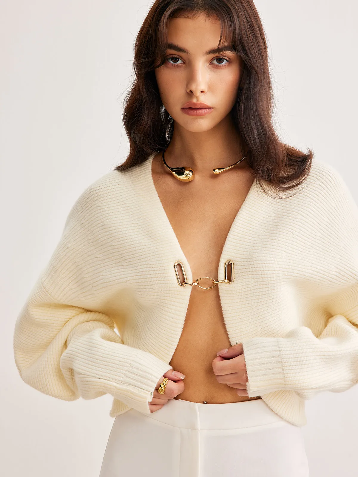 Leg-Of-Mutton Sleeve Metal Cardigan sold by COMMENSE product image thumbnail 2