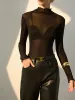 Lettuce Trim Mesh Sheer Blouse sold by COMMENSE