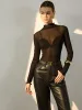 Lettuce Trim Mesh Sheer Blouse sold by COMMENSE