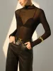 Lettuce Trim Mesh Sheer Blouse sold by COMMENSE