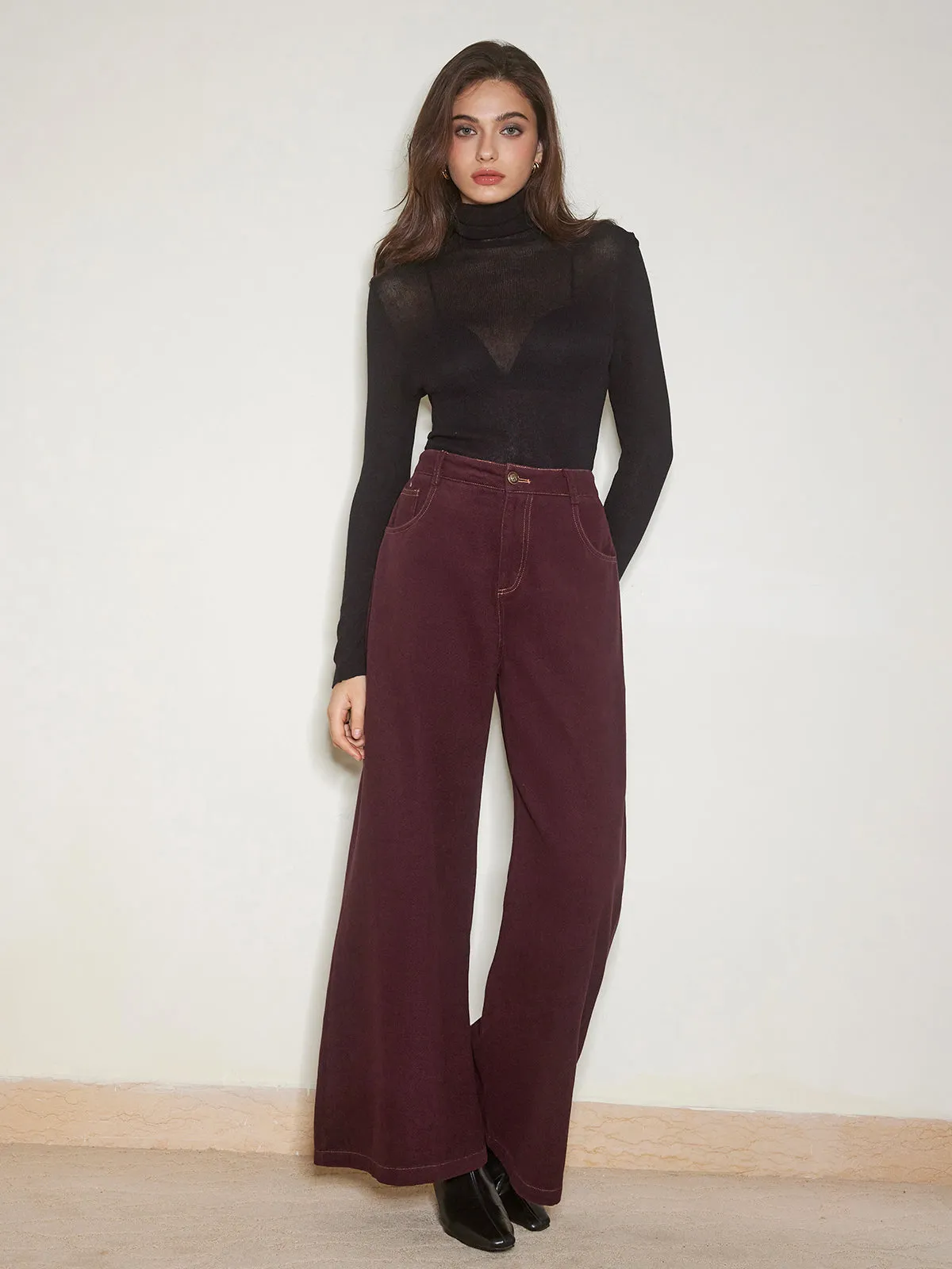 Casual Wide-Leg Denim Pants sold by COMMENSE