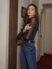 Pleated Sheer Panel Blouse sold by COMMENSE