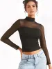 Pleated Sheer Panel Blouse sold by COMMENSE