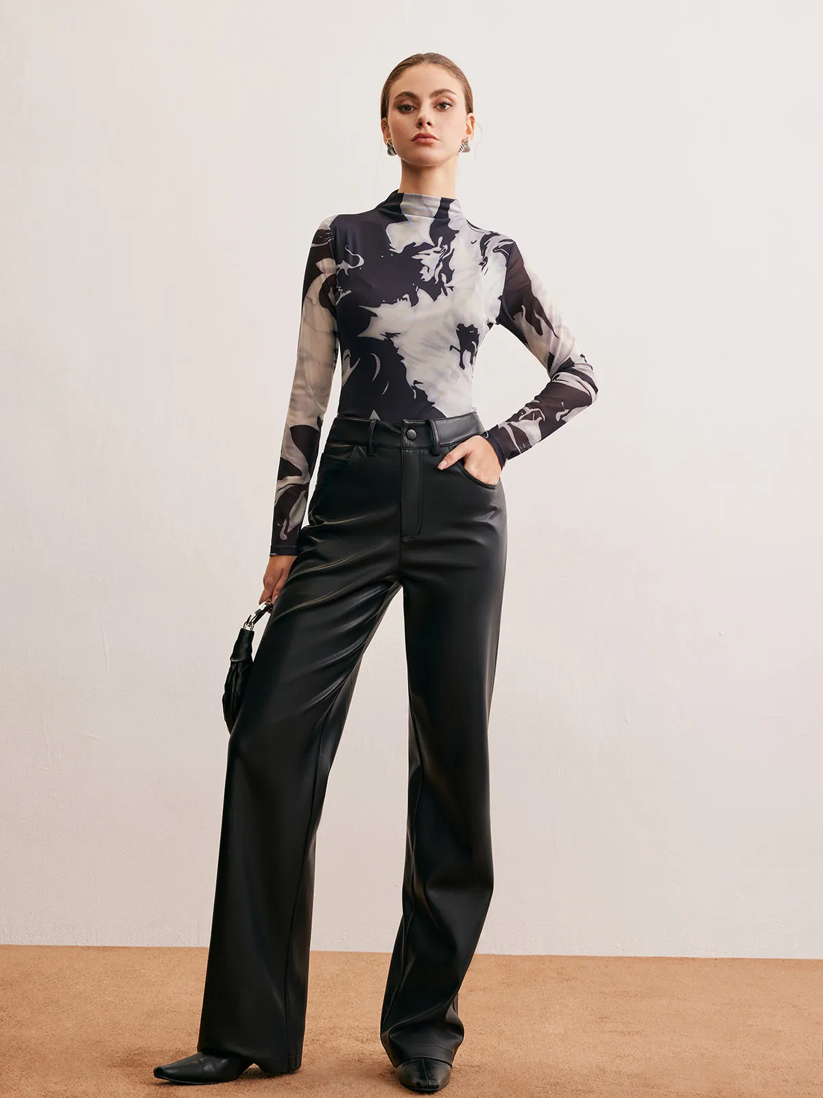 Retro Printed Stand Collar T-Shirt sold by COMMENSE product image thumbnail 5