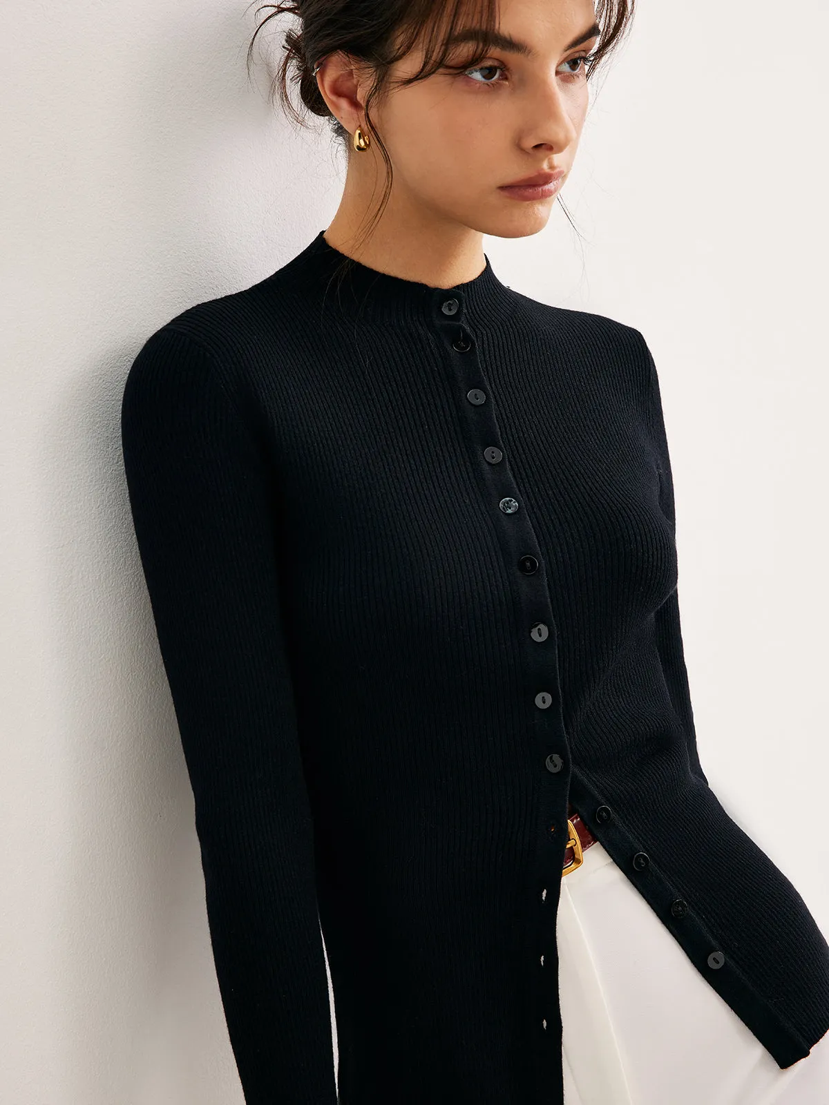 Button Down Skinny Knit Top sold by COMMENSE product image thumbnail 4