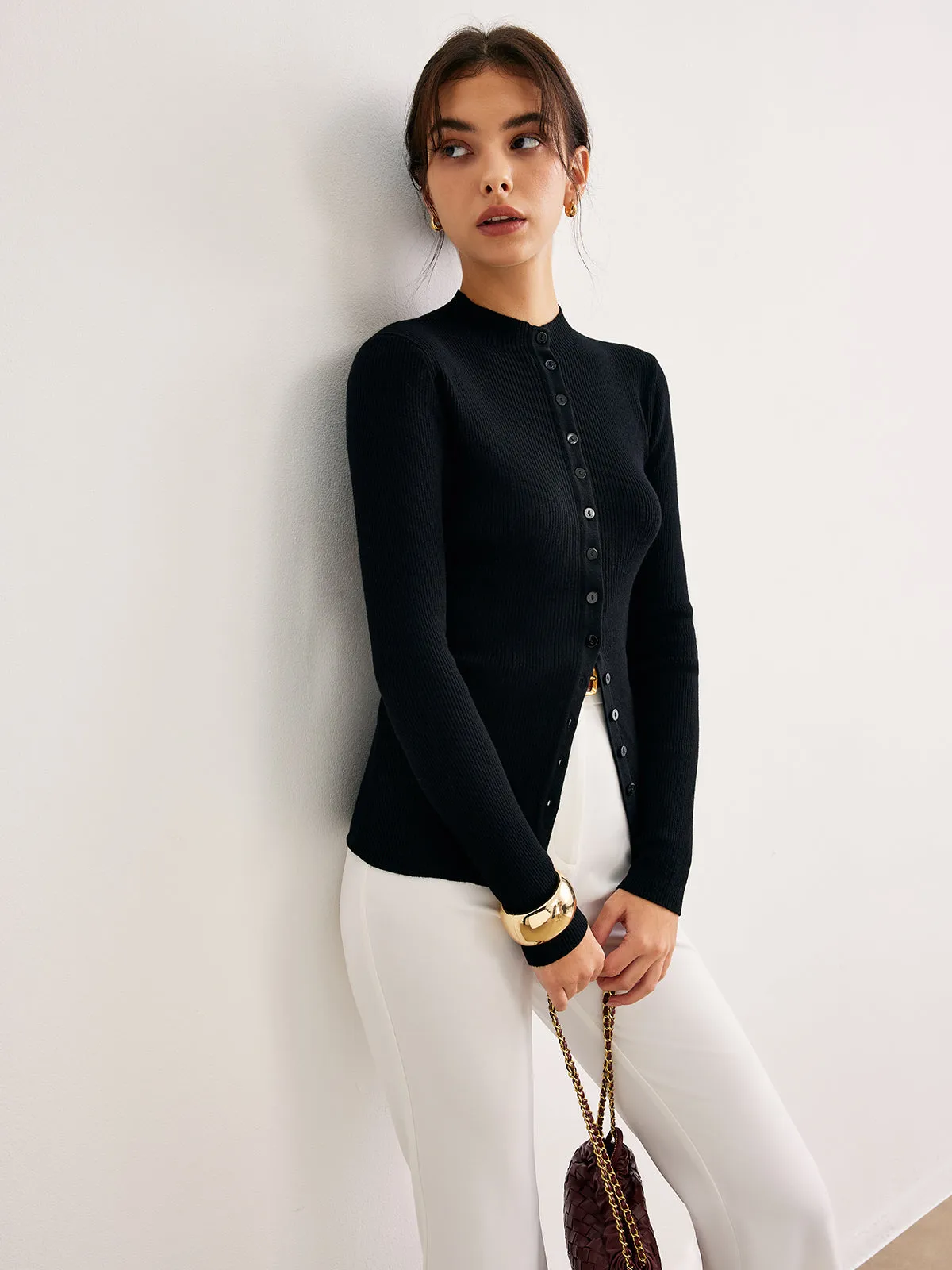 Button Down Skinny Knit Top sold by COMMENSE product image thumbnail 3