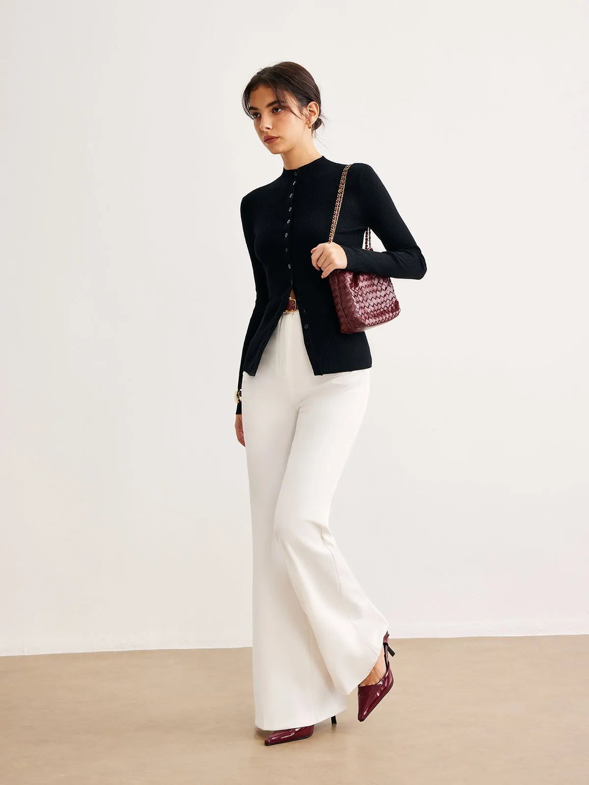 Button Down Skinny Knit Top sold by COMMENSE product image thumbnail 5