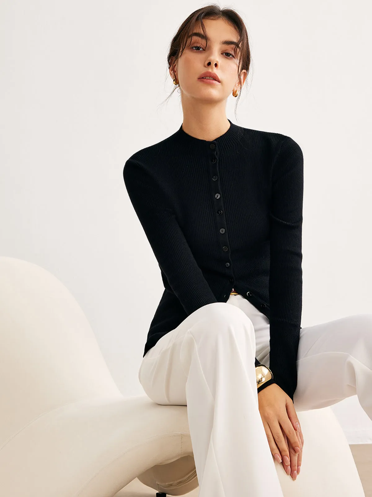 Button Down Skinny Knit Top sold by COMMENSE product image thumbnail 2