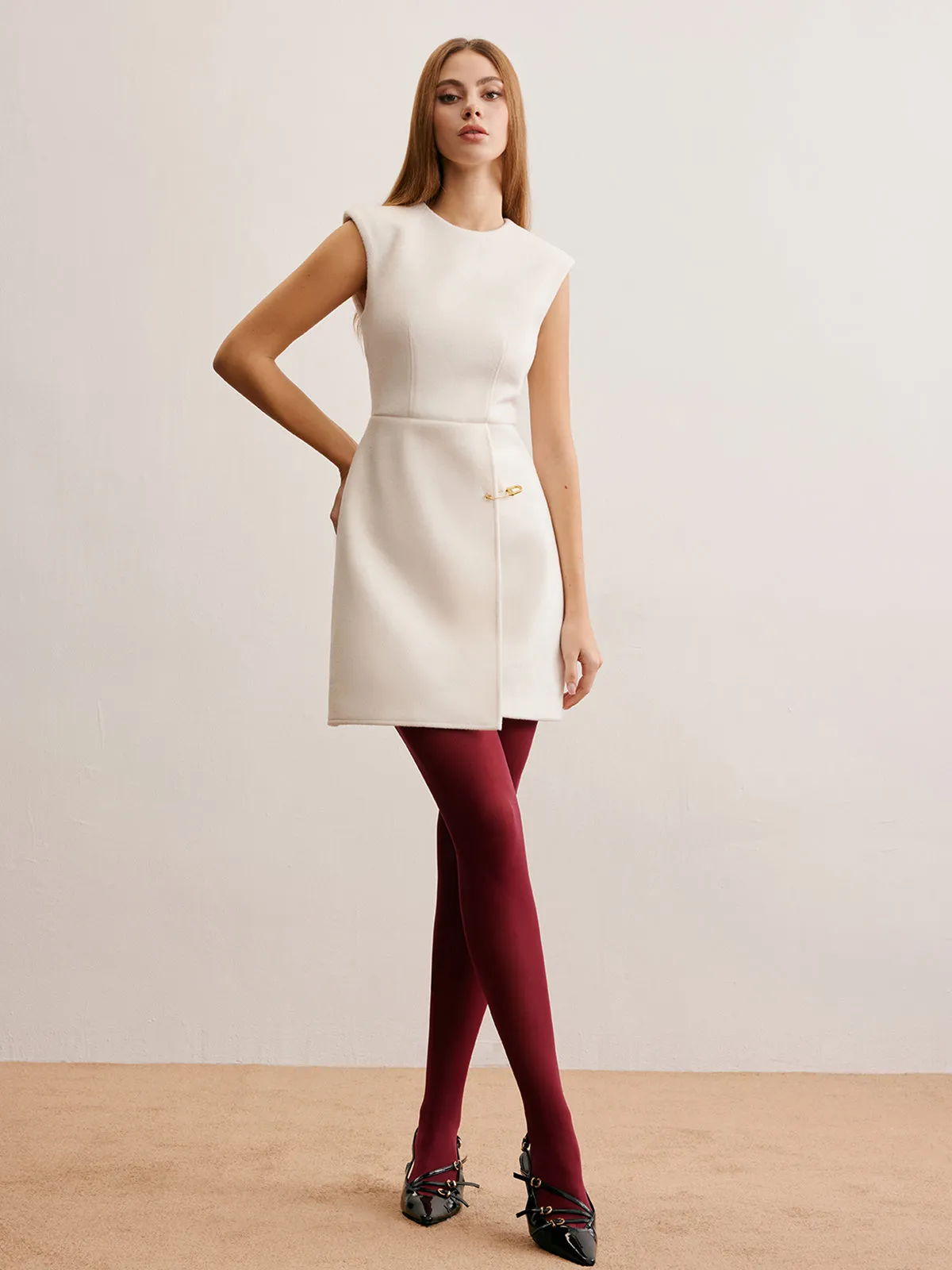 Pin-Detail Sleeveless Warm Dress sold by COMMENSE product image thumbnail 4