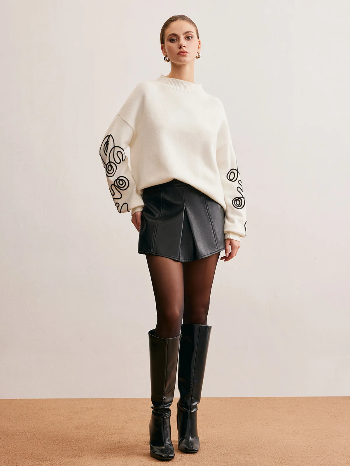 Contrast Curve Shift Sweater sold by COMMENSE product image thumbnail 4