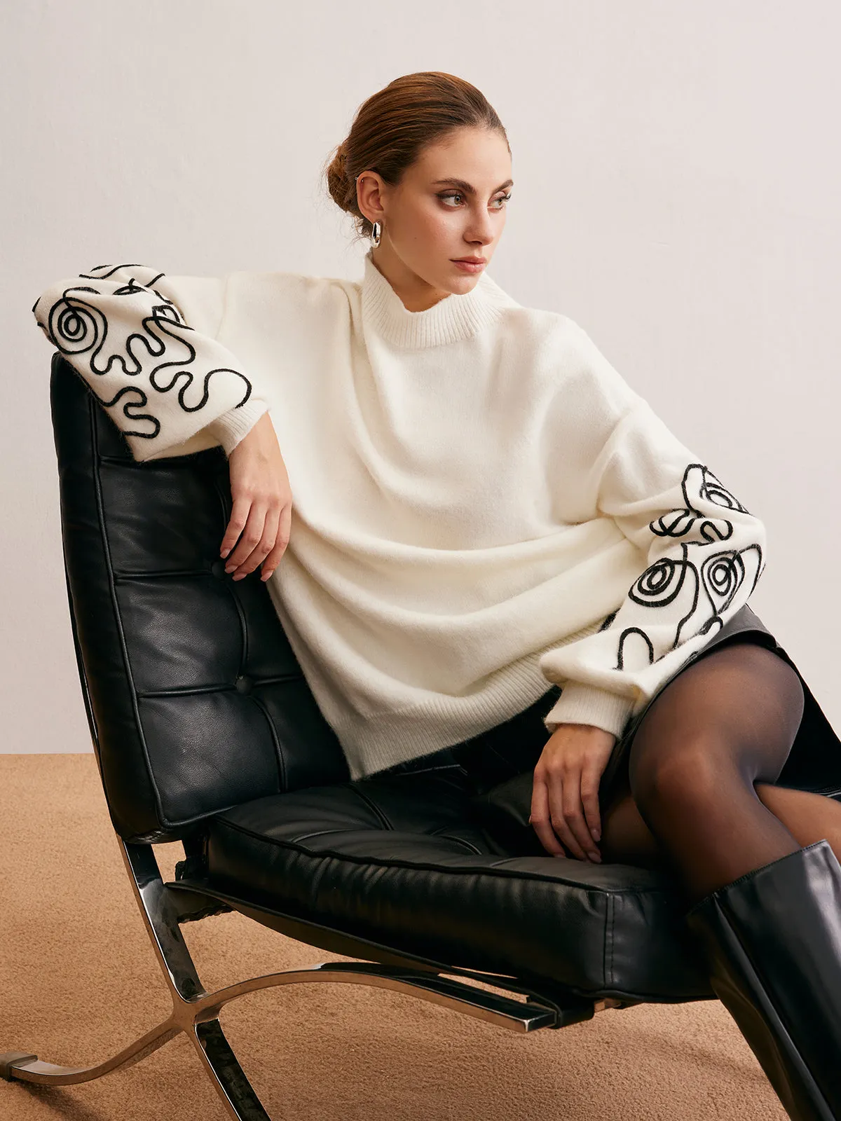 Contrast Curve Shift Sweater sold by COMMENSE product image thumbnail 3