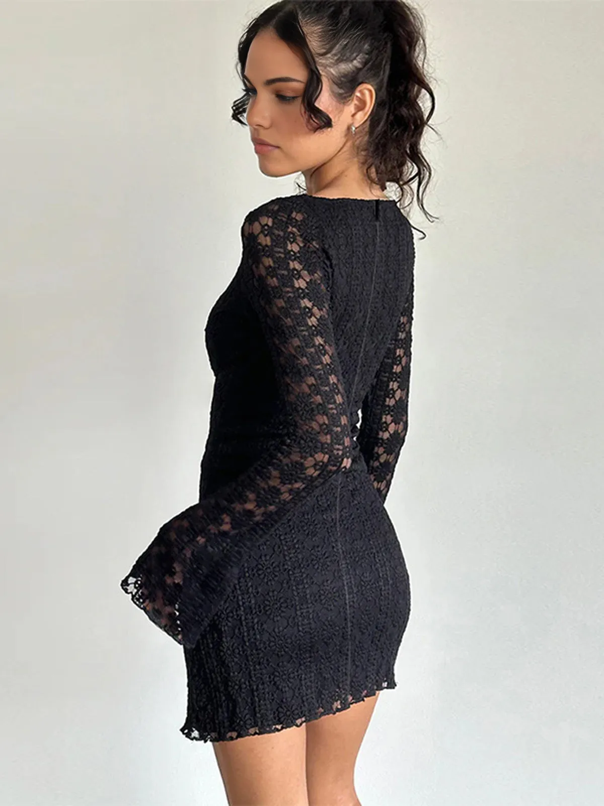 Textured Lace Short Dress sold by COMMENSE