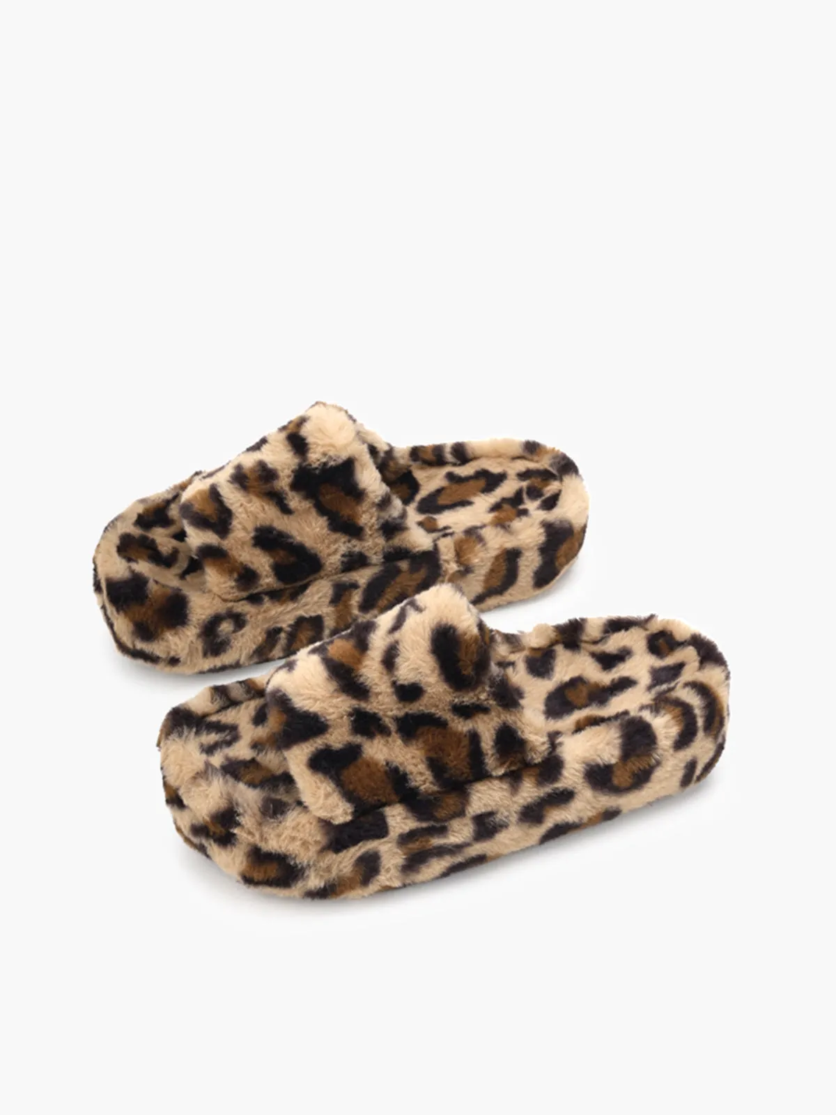 Leopard Fuzzy Platform Slippers sold by COMMENSE product image thumbnail 3