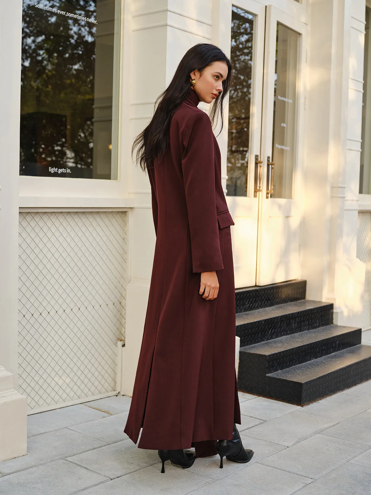 V-Neck Split Trench Coat With Scarf sold by COMMENSE product image thumbnail 5