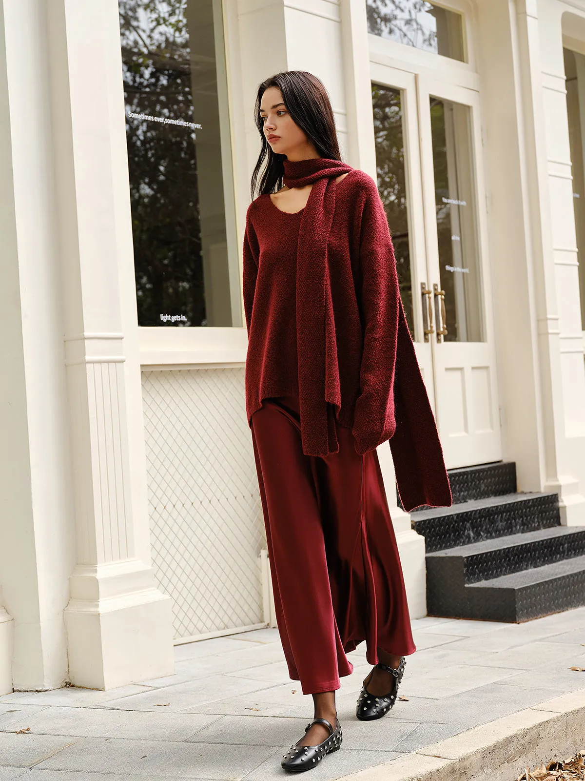 Wool-Blend Loose Scarf Sweater sold by COMMENSE product image thumbnail 4