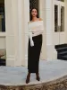 Wool-Blend Cold-Shoulder Ruched Knit Top sold by COMMENSE