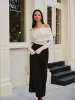 Wool-Blend Cold-Shoulder Ruched Knit Top sold by COMMENSE