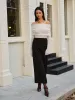 Wool-Blend Cold-Shoulder Ruched Knit Top sold by COMMENSE