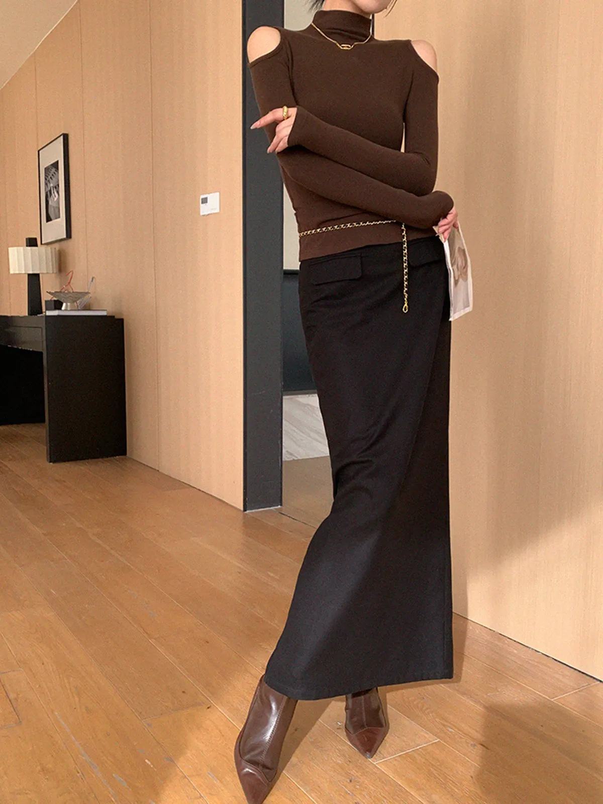 Plain A-Line Maxi Skirt sold by COMMENSE product image thumbnail 2
