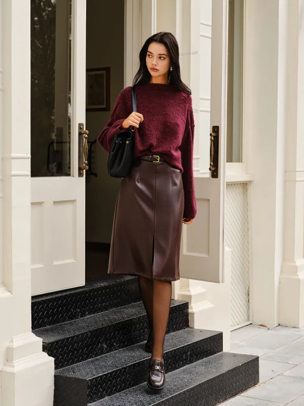 Faux Leather Pockets Skirt Without Belt sold by COMMENSE