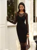Lace Panel Long Dress sold by COMMENSE