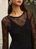Lace Panel Long Dress sold by COMMENSE