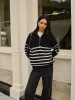 Half-Zip Striped Sweater sold by COMMENSE