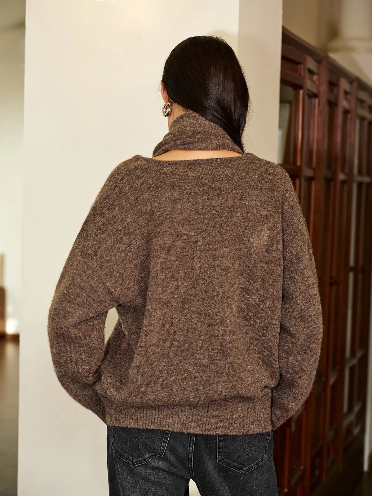 Minimalist Wool-Blend Scarf Sweater sold by COMMENSE product image thumbnail 5