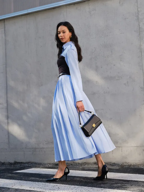 Minimalist Pleated Skirt Without Belt sold by COMMENSE